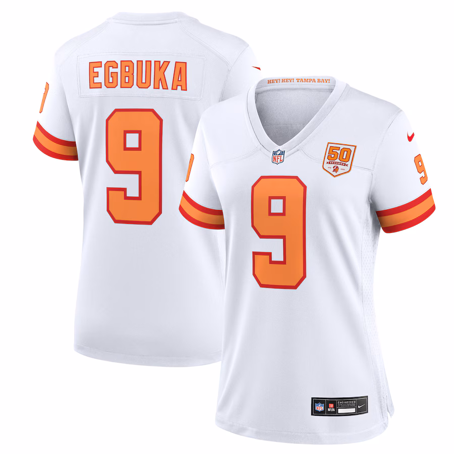 Women's '76 Tampa Bay Buccaneers Emeka Egbuka Nike White 50th Season Game Jersey - Jersey