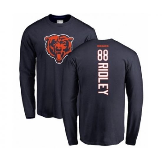 Football Chicago Bears #88 Riley Ridley Navy Blue Backer Long Sleeve T-Shirt - Jersey