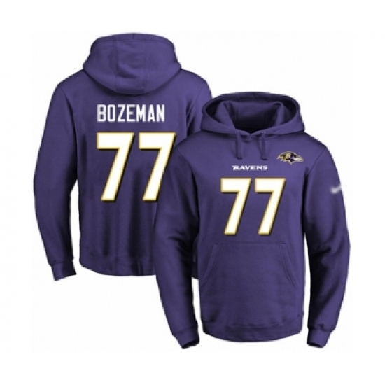 Football Men's Baltimore Ravens #77 Bradley Bozeman Purple Name & Number Pullover Hoodie - Jersey