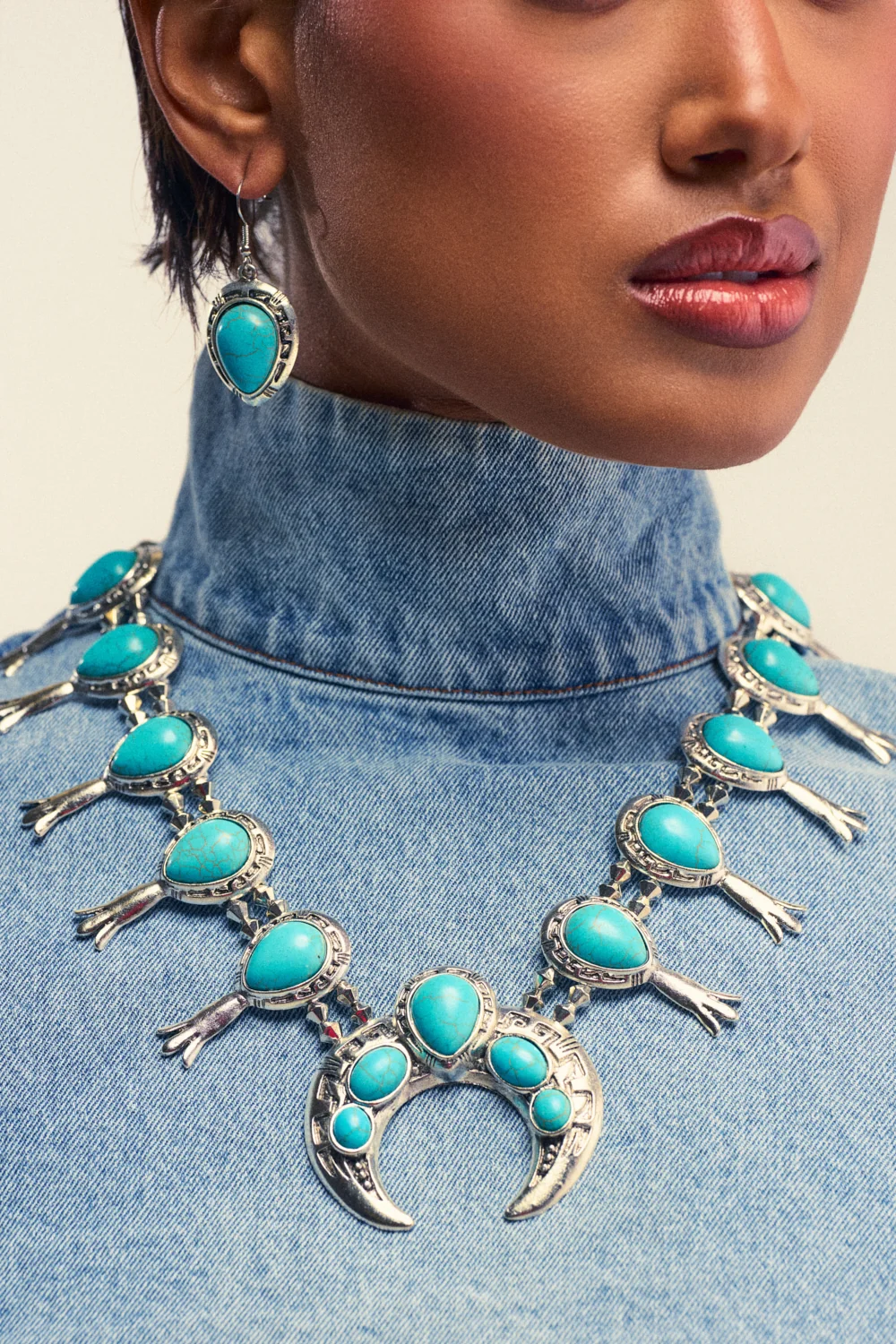 MALINA EMBELLISHED TURQUOISE NECKLACE SET - Akira Wear