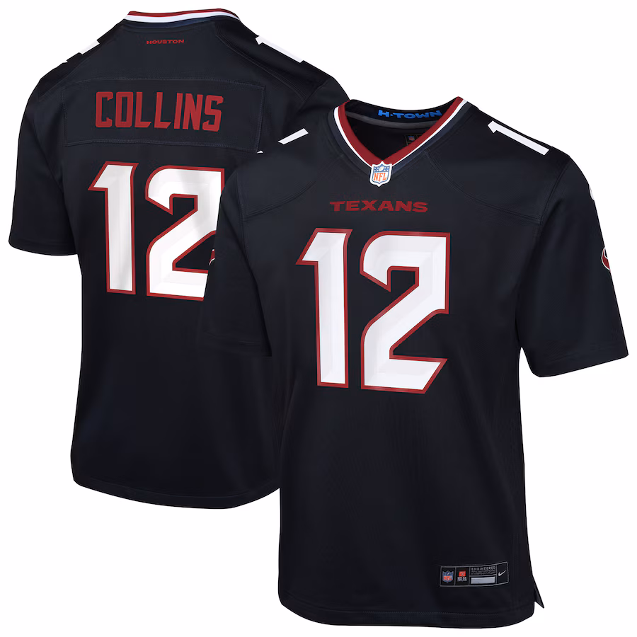 Youth Houston Texans Nico Collins Nike Navy Team Game Jersey - Jersey