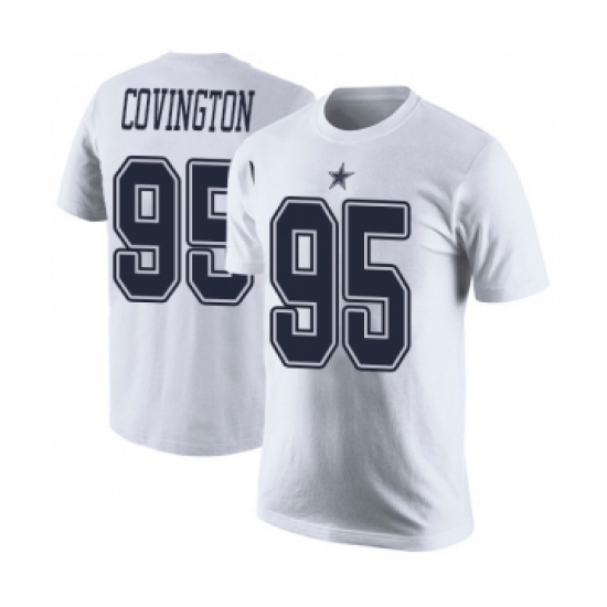Football Men's Dallas Cowboys #95 Christian Covington White Rush Pride Name & Number T-Shirt - Jersey