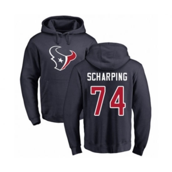 Football Houston Texans #74 Max Scharping Navy Blue Name & Number Logo Pullover Hoodie - Jersey