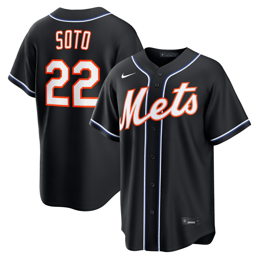 Men's New York Mets Juan Soto Nike Fashion Replica Black Out Jersey - Jersey