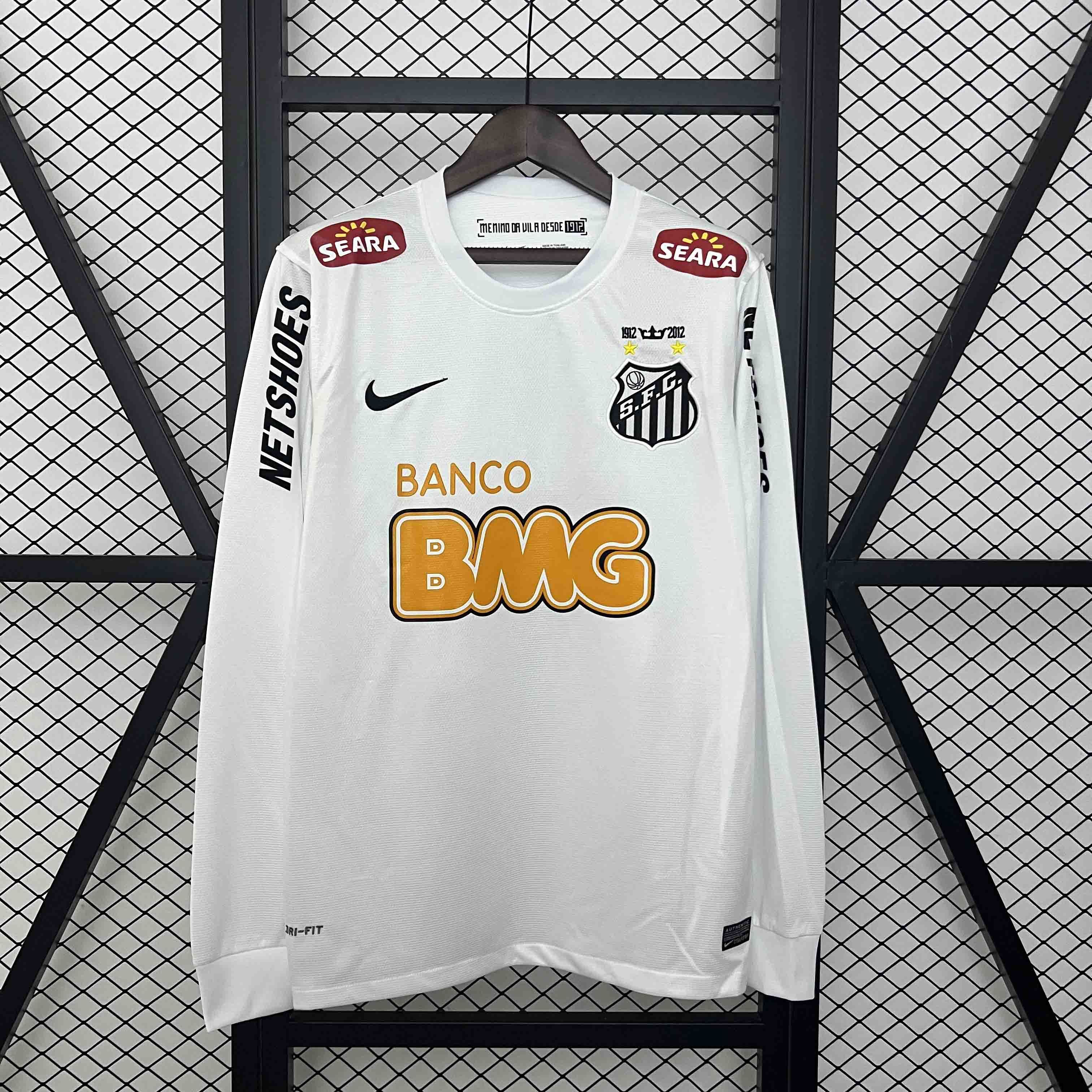 Santos FC Retro Soccer Jersey Home Long Sleeve Custom Shirt 2012 - Jersey