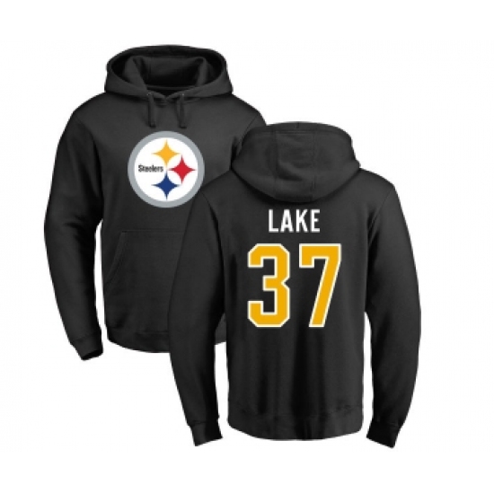 Football Pittsburgh Steelers #37 Carnell Lake Black Name & Number Logo Pullover Hoodie - Jersey