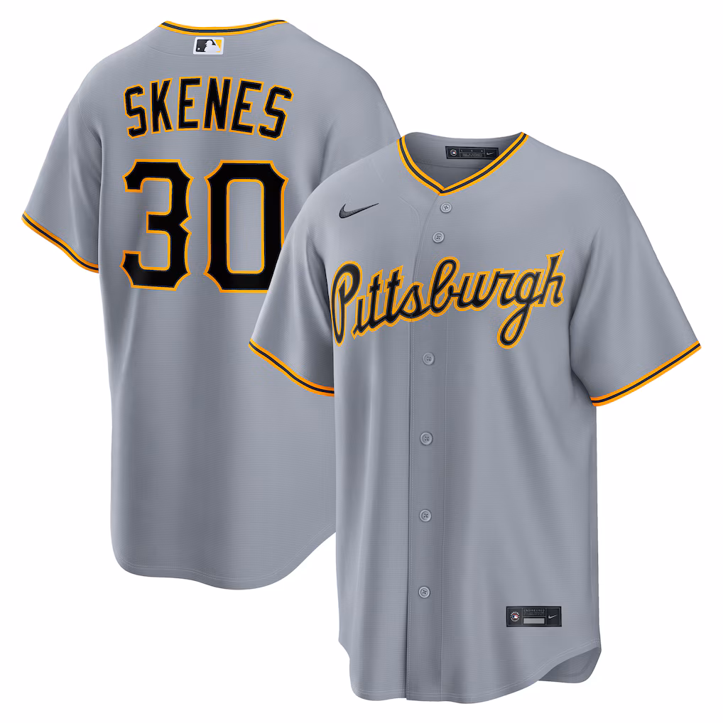 Men's Pittsburgh Pirates Paul Skenes Nike Gray Road Replica Jersey - Jersey