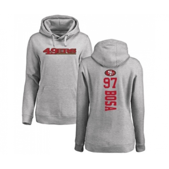 Football Women's San Francisco 49ers #97 Nick Bosa Ash Backer Pullover Hoodie - Jersey