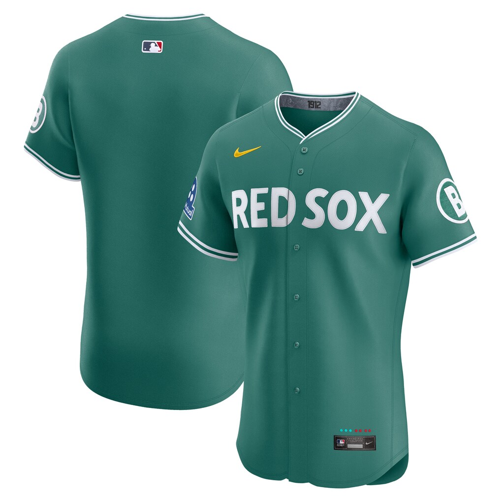 Men's Boston Red Sox  Nike Green 2025 City Connect Elite Jersey With Sponsor Patch - Jersey