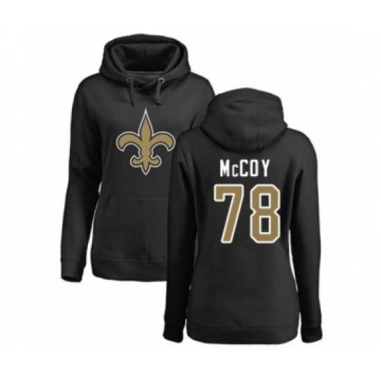 Football Women's New Orleans Saints #78 Erik McCoy Black Name & Number Logo Pullover Hoodie - Jersey