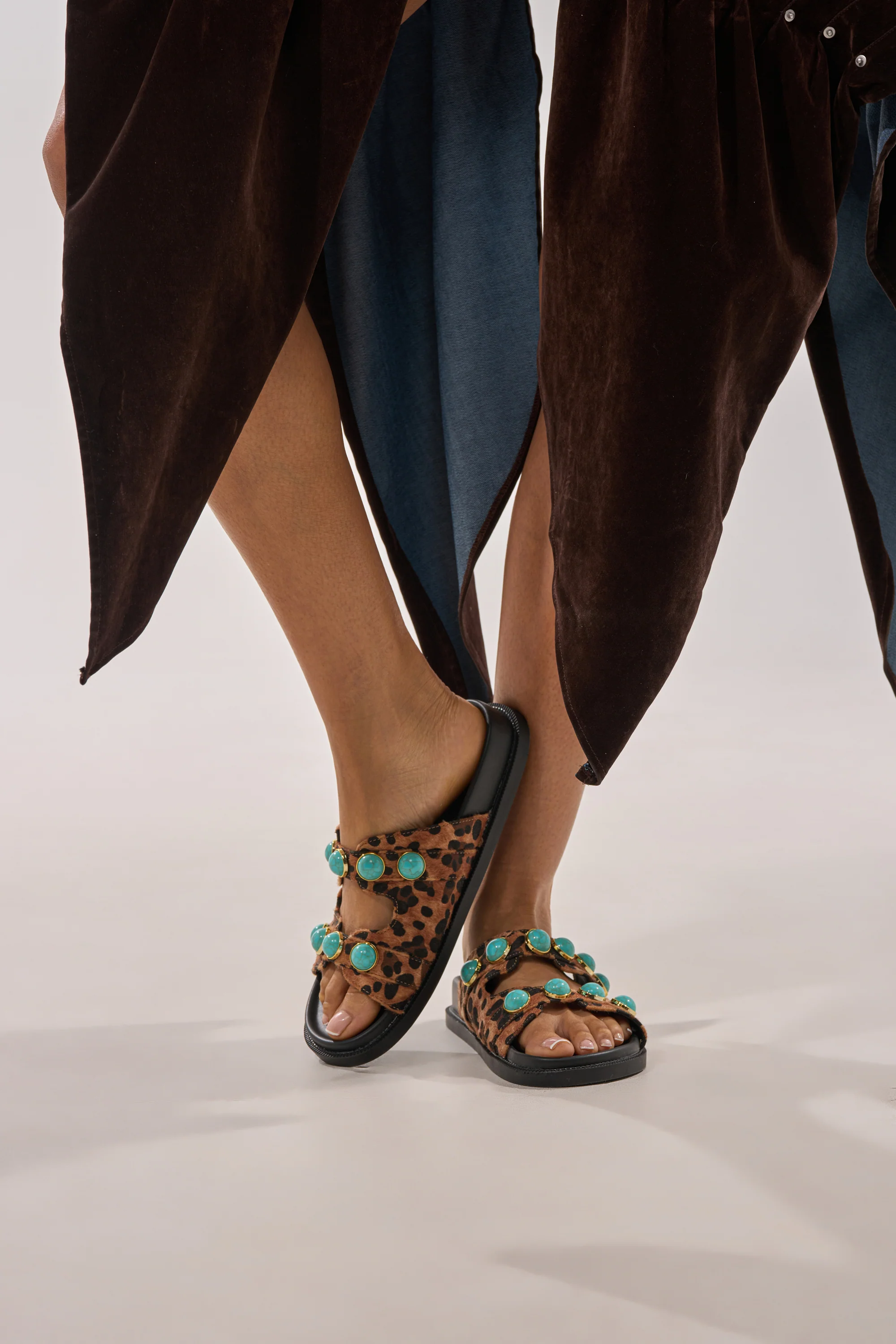 AZALEA WANG UZUMATI LEOPARD SLIP ON SANDAL WITH STONES - Akira Wear