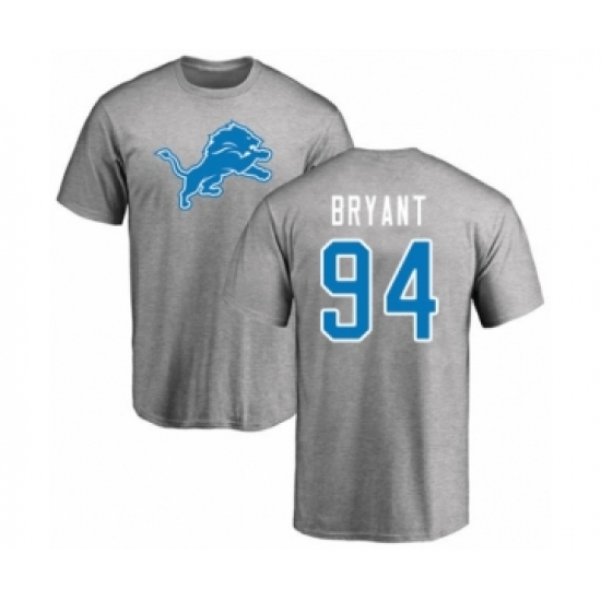 Football Detroit Lions #94 Austin Bryant Ash Name & Number Logo T-Shirt - Jersey