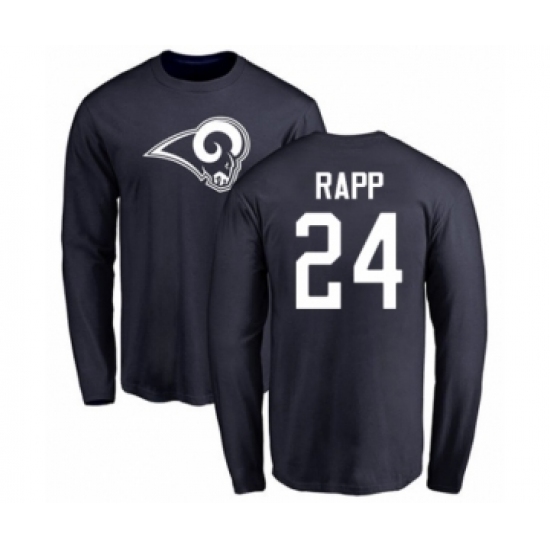 Football Los Angeles Rams #24 Taylor Rapp Navy Blue Name & Number Logo Long Sleeve T-Shirt - Jersey