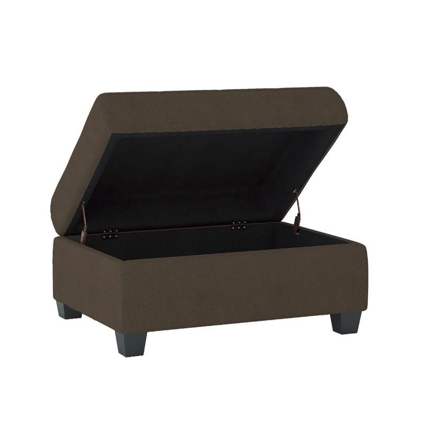 Pemberly Row Upholstered Storage Ottoman, Large Button Tufted Footrest for Living Room, Square Bench with Hidden Space for Blankets, Chocolate