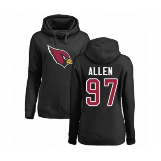 Football Women's Arizona Cardinals #97 Zach Allen Black Name & Number Logo Pullover Hoodie - Jersey