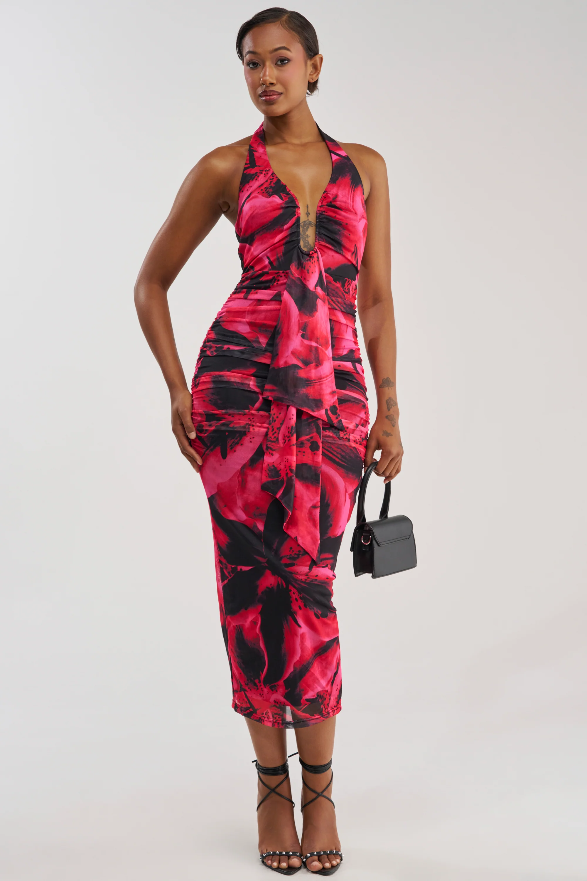 MAIN STAGE ABSTRACT MAXI DRESS IN BLACK MULTI - Akira Wear
