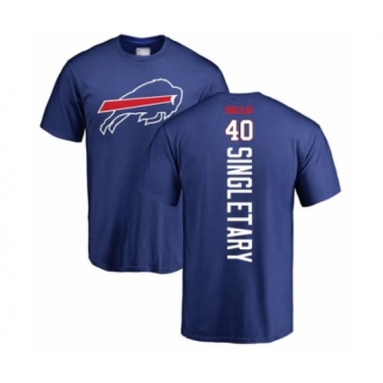 Football Buffalo Bills #40 Devin Singletary Royal Blue Backer T-Shirt - Jersey
