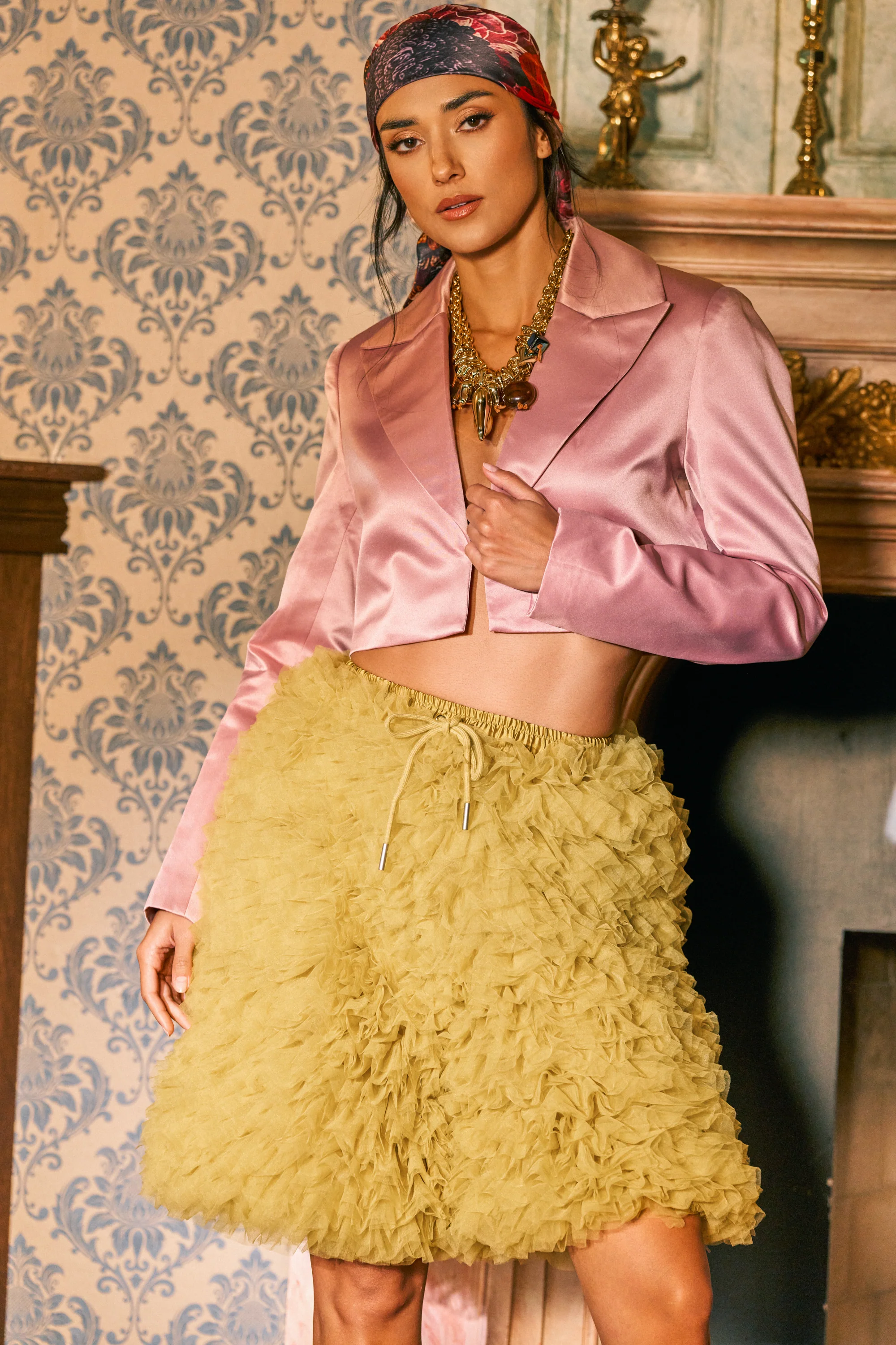 LILA SATIN BLAZER IN MAUVE - Akira Wear