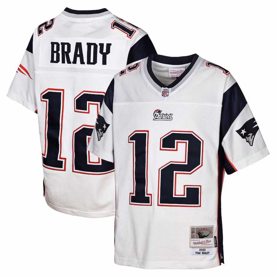 Youth New England Patriots Tom Brady Mitchell & Ness White 2000 Legacy Replica Jersey - Jersey