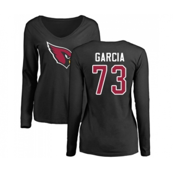 Football Women's Arizona Cardinals #73 Max Garcia Black Name & Number Logo Long Sleeve T-Shirt - Jersey