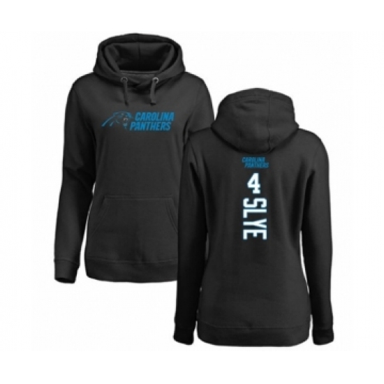 Football Women's Carolina Panthers #4 Joey Slye Black Backer Pullover Hoodie - Jersey