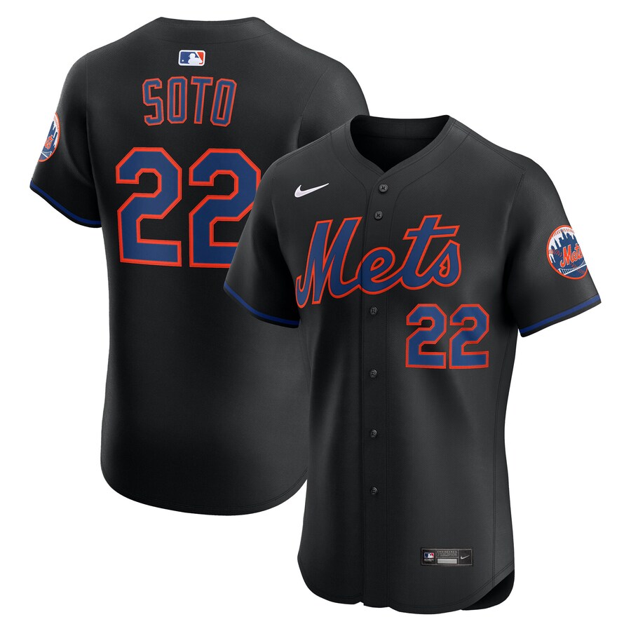 Men's New York Mets Juan Soto Nike Black Alternate Elite Jersey - Jersey