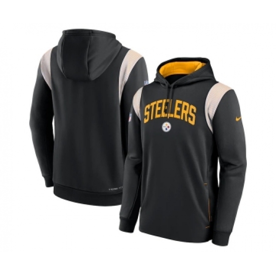Mens Pittsburgh Steelers Black Sideline Stack Performance Pullover Hoodie - Jersey