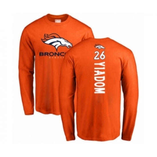 Football Denver Broncos #26 Isaac Yiadom Orange Backer Long Sleeve T-Shirt - Jersey