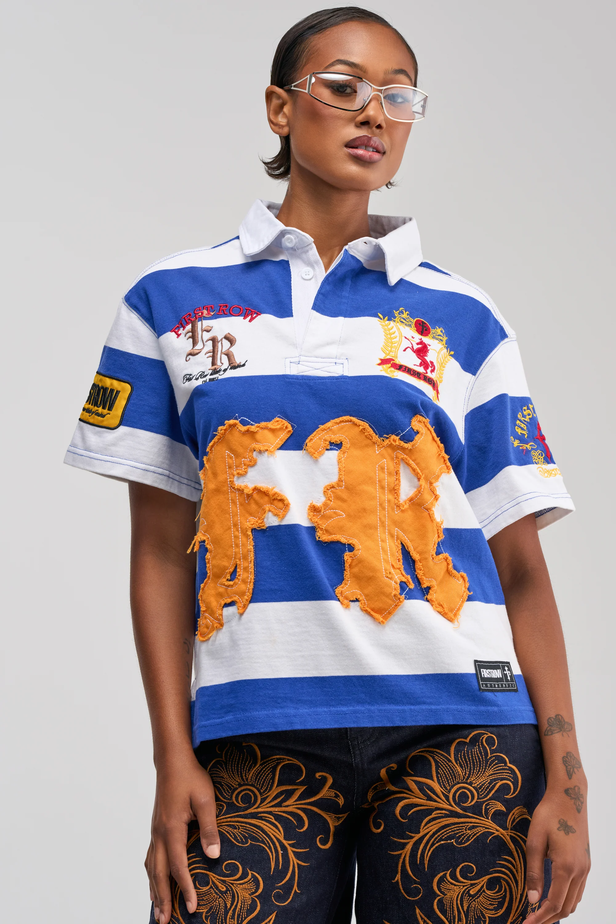 FIRST ROW ICON STATUS CROPPED STRIPED POLO - Akira Wear