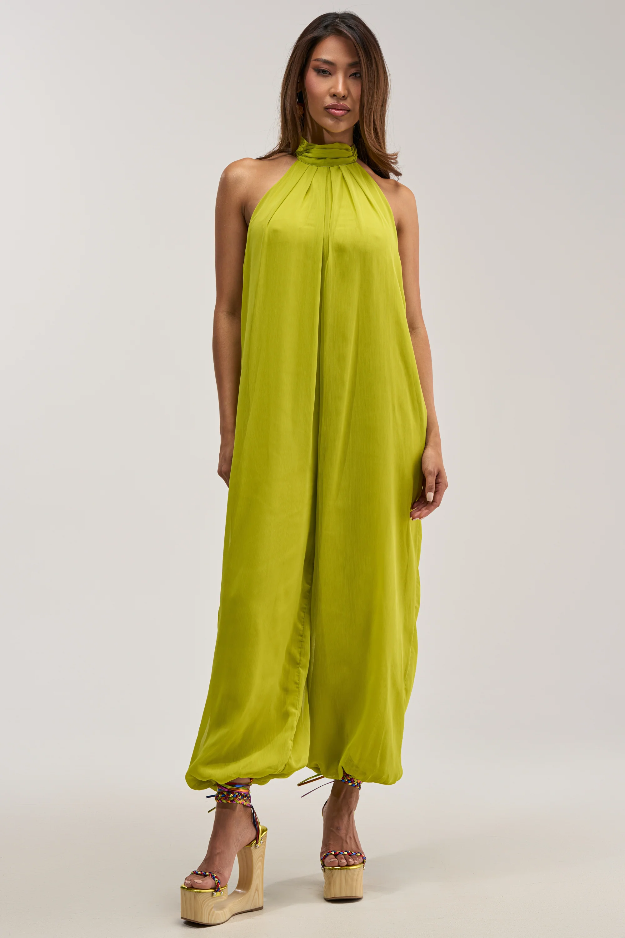 PLUS ONE CHIFFON JUMPSUIT IN CHARTRUESE - Akira Wear