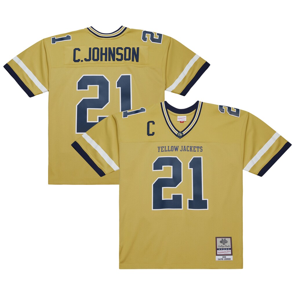 Men's Mitchell & Ness Calvin Johnson Gold Georgia Tech Yellow Jackets 2006 Big & Tall Legacy Jersey - Jersey