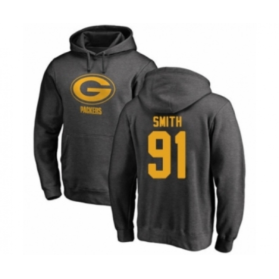 Football Green Bay Packers #91 Preston Smith Ash One Color Pullover Hoodie - Jersey