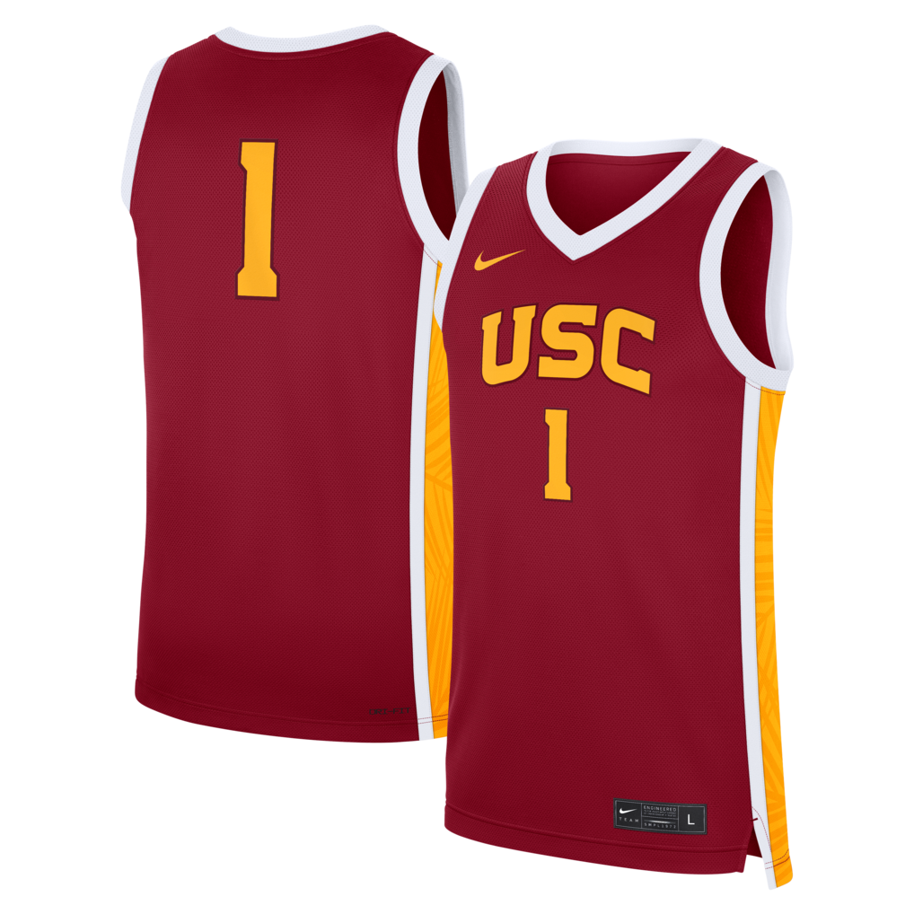 Unisex Nike #1 Cardinal USC Trojans Road Replica Basketball Jersey - Jersey