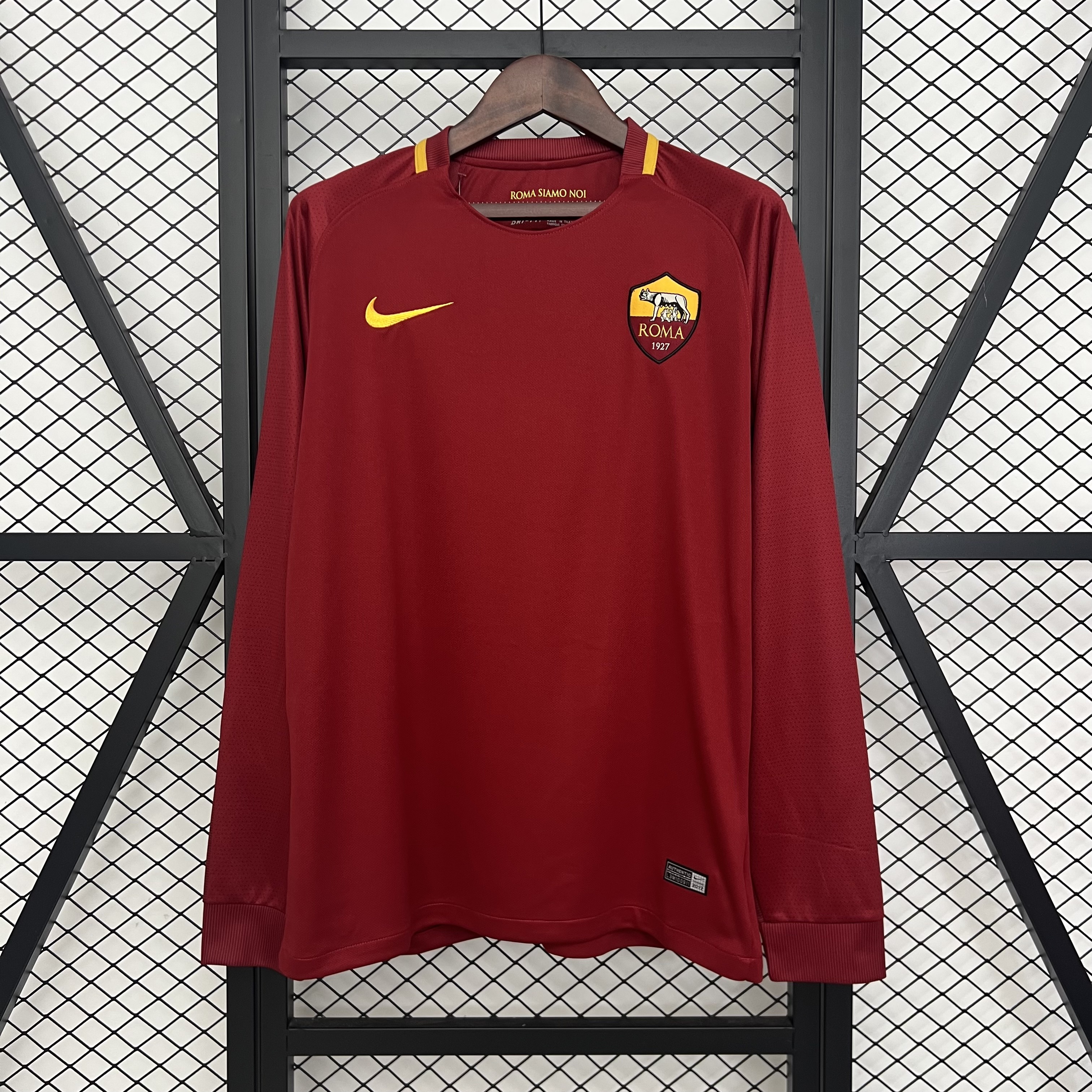 Roma Retro Soccer Jersey Home Long Sleeve Custom Shirt 2017/18 - Jersey