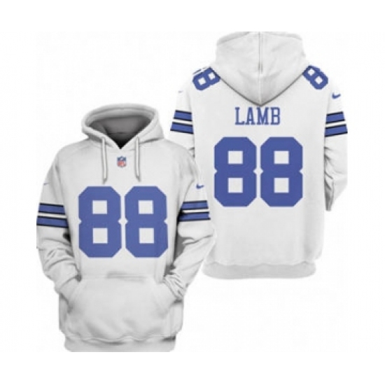 Men's Dallas Cowboys #88 CeeDee Lamb 2021 White Pullover Football Hoodie - Jersey