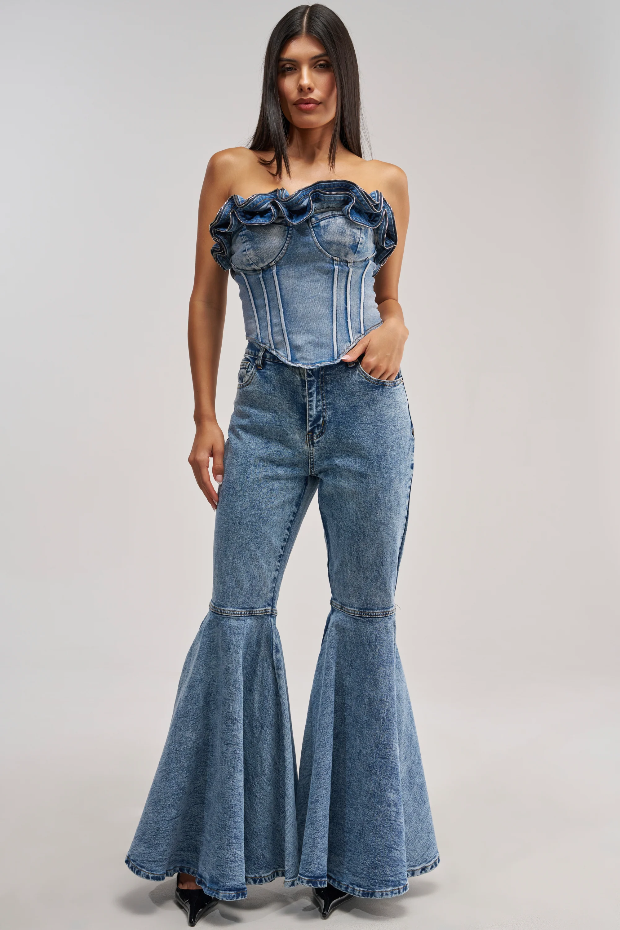DONT PLAY WITH MY HEART BELL BOTTOM DENIM - Akira Wear