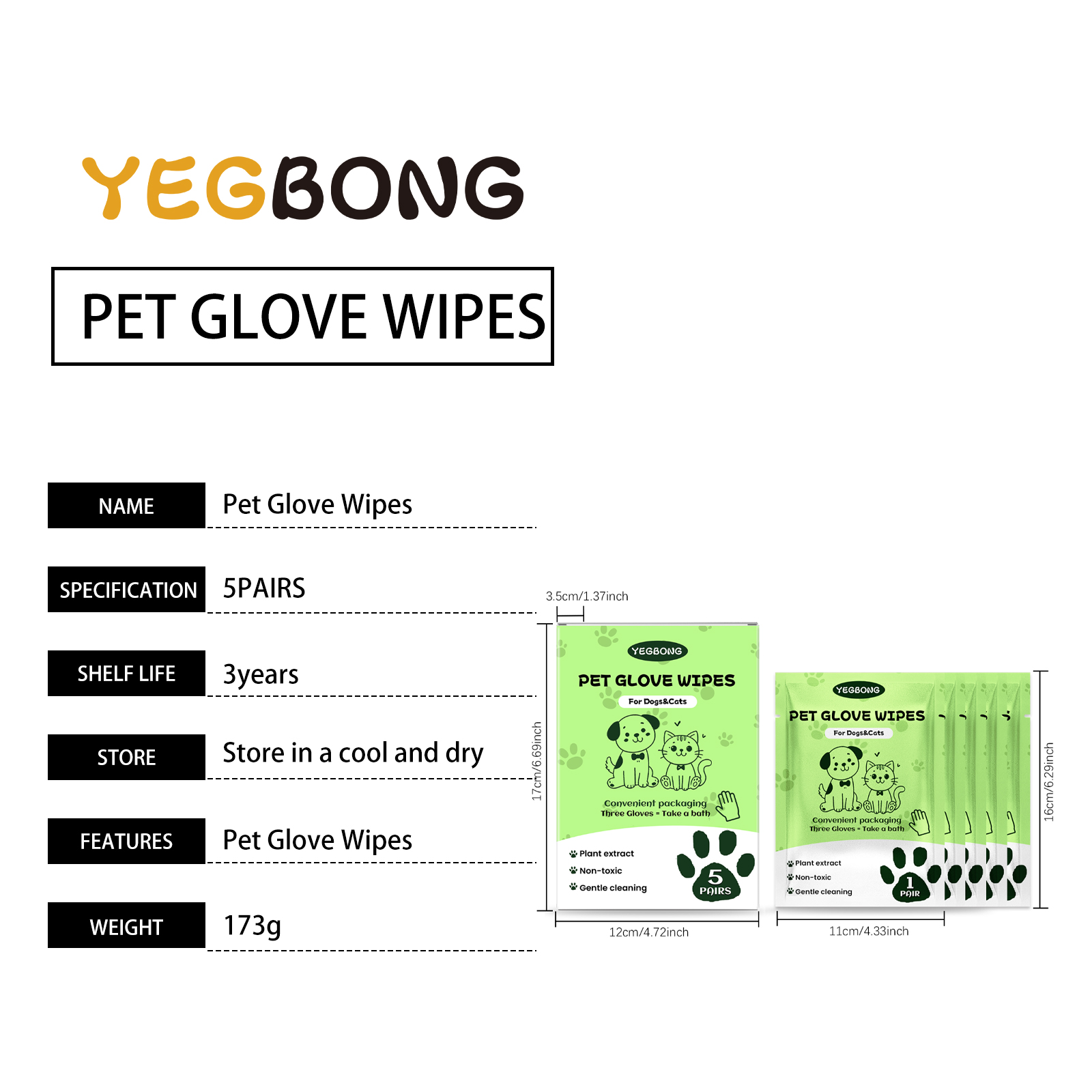 Yegbong No-Rinse Pet Cleaning Gloves