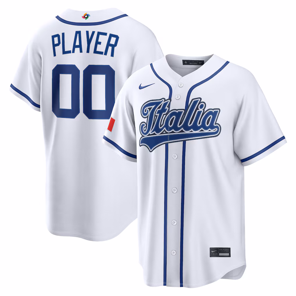 Men's Italy Baseball Nike White 2026 World Baseball Classic Home Pick-A-Player Jersey - Jersey