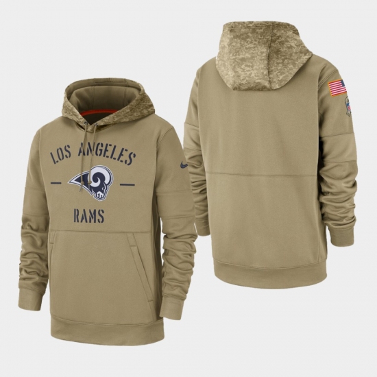 Men's Los Angeles Rams Tan 2019 Salute to Service Sideline Therma Pullover Hoodie - Jersey
