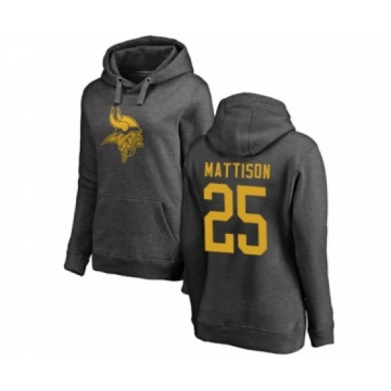 Football Women's Minnesota Vikings #25 Alexander Mattison Ash One Color Pullover Hoodie - Jersey