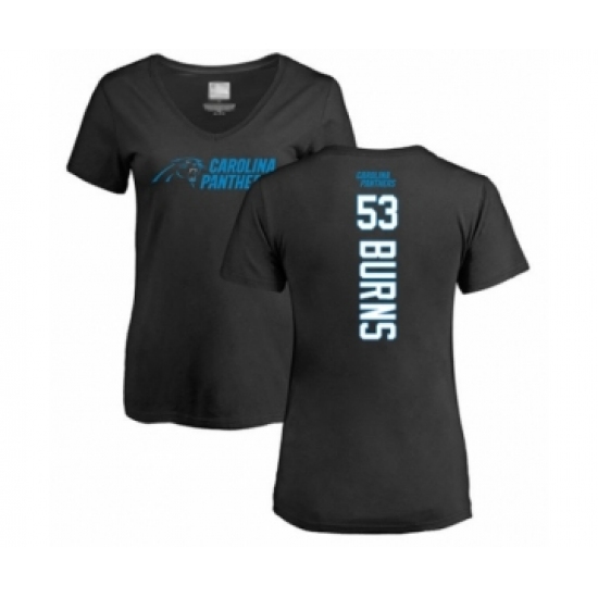 Football Women's Carolina Panthers #50 Christian Miller Black Backer T-Shirt - Jersey