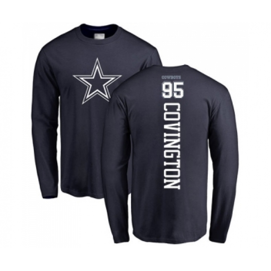 Football Dallas Cowboys #95 Christian Covington Navy Blue Backer Long Sleeve T-Shirt - Jersey