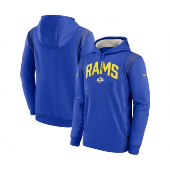 Mens Los Angeles Rams Royal Sideline Stack Performance Pullover Hoodie - Jersey