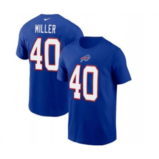 Men's Buffalo Bills #40 Von Miller 2022 Blue Name & Number T-Shirt - Jersey