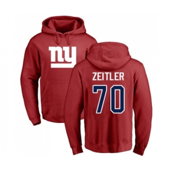 Football New York Giants #70 Kevin Zeitler Red Name & Number Logo Pullover Hoodie - Jersey