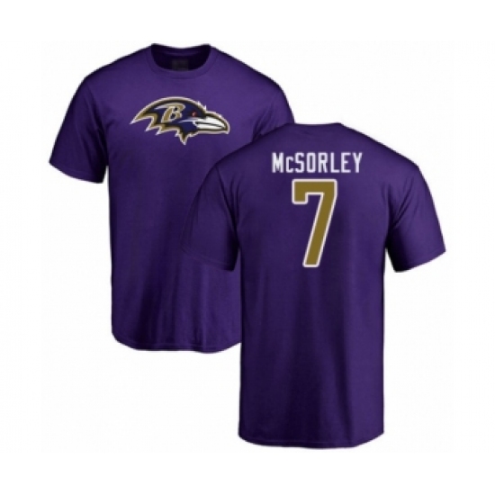 Football Baltimore Ravens #7 Trace McSorley Purple Name & Number Logo T-Shirt - Jersey
