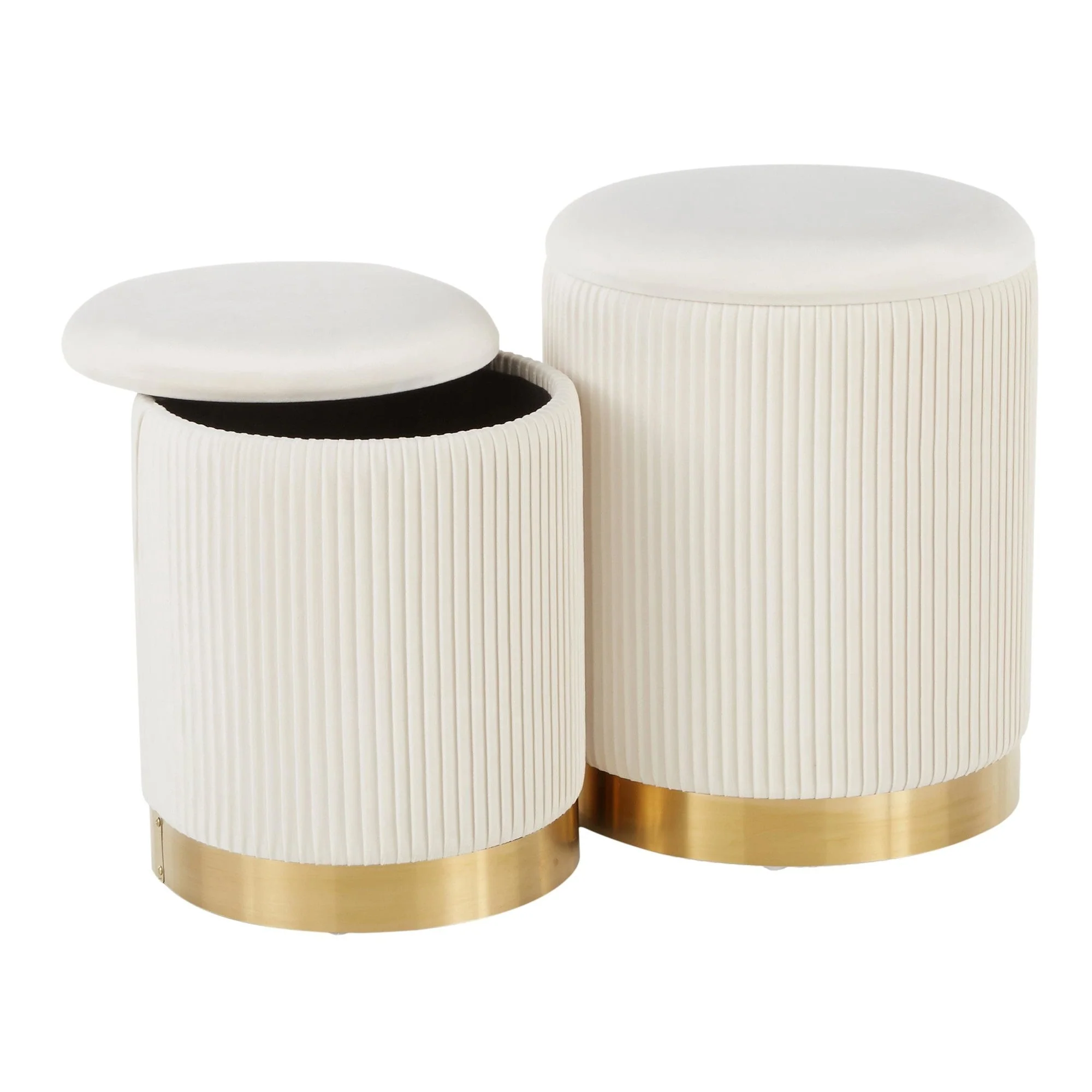Marla Nesting Pleated Ottoman Set