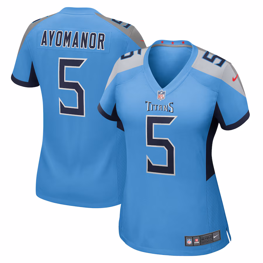 Women's Tennessee Titans Elic Ayomanor Nike Light Blue Team Game Jersey - Jersey