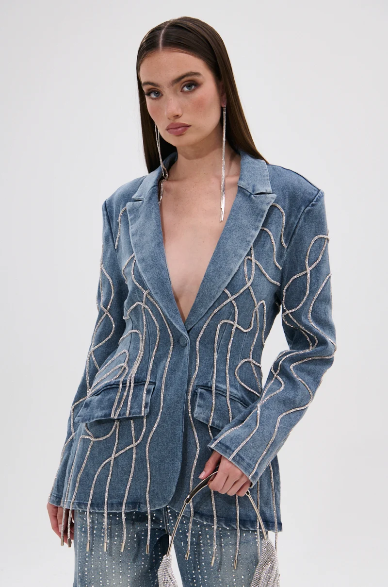 STANDOUT EMBELLISHED DENIM BLAZER - Akira Wear
