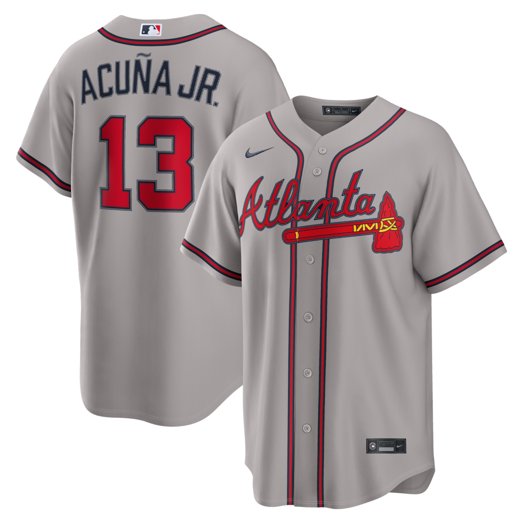 Men's Atlanta Braves Ronald Acuña Jr. Nike Gray Road Replica Jersey - Jersey